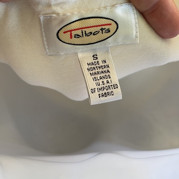 Talbots career work Top Blouse Casual Nice Off Withe Cream small Stretch - Picture 6 of 8